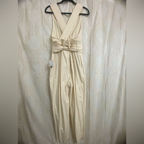 NWT Free People sleeveless cotton One Piece Jumpsuit Ivory - Picture 2 of 4